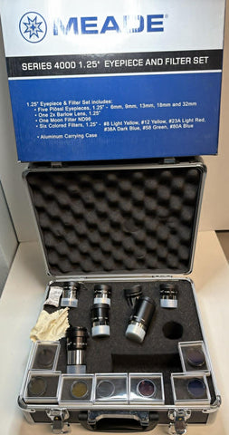 Used Meade Series 4000 1.25” Plössl Eyepiece and Filter Set
