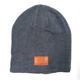 MHA Grey Leather Logo Beanie